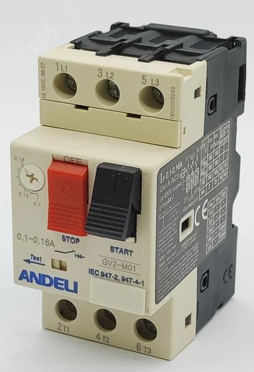 Изображение товара Пускатель gv2-m01 0.1а~0.16а кнопочный автоматический для электродвигателей