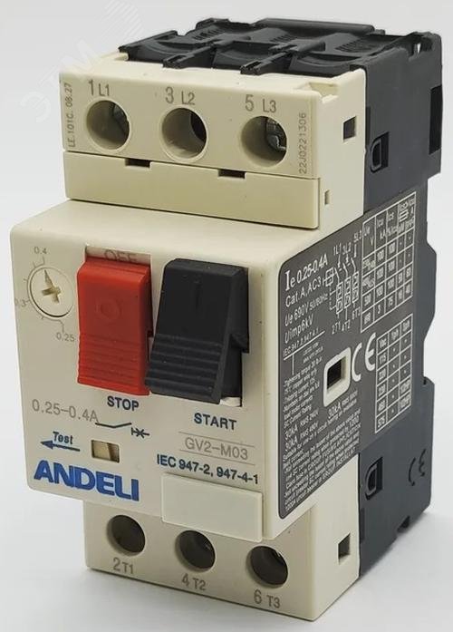 Изображение товара Пускатель GV2-M03 0.25А~0.4А кнопочный автоматический защиты электродвигателя