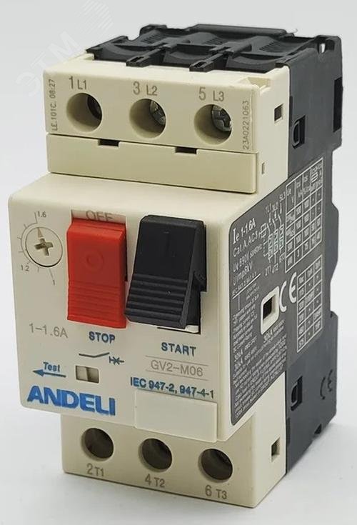 Изображение товара Пускатель gv2-m06 1а~1.6а кнопочный автомат защиты электродвигателя
