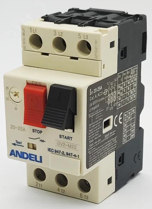 Изображение товара Пускатель GV2-M22 20А~25А с термомагнитным расцепителем