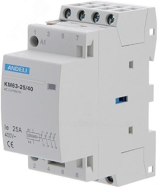 Изображение товара Контактор модульный КМ63-25/40 4P 25A 4No ANDELI для автоматизации