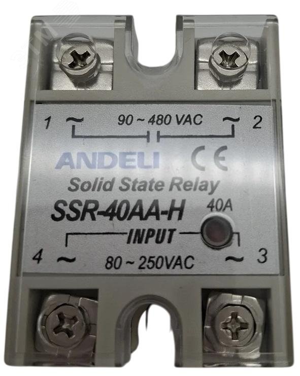 Изображение товара Твердотельное реле SSR-40AA-H 40A управление 80-250V AC 90-480V AC