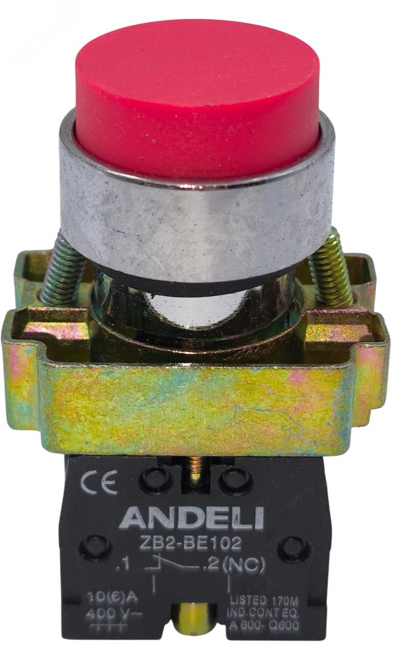 Изображение товара Кнопка управления XB2-BL42 без подсветки красная 1нз ANDELI