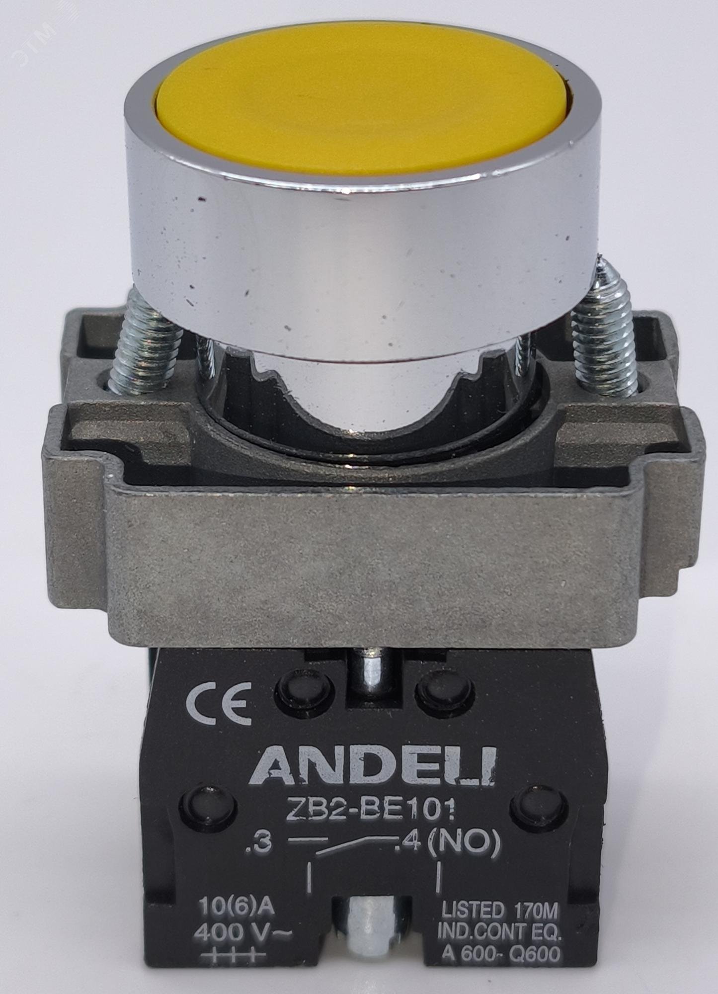 Изображение товара Кнопка XB2-БА51 без подсветки желтый 1NO IP40 для электрических цепей переменного и постоянного ток