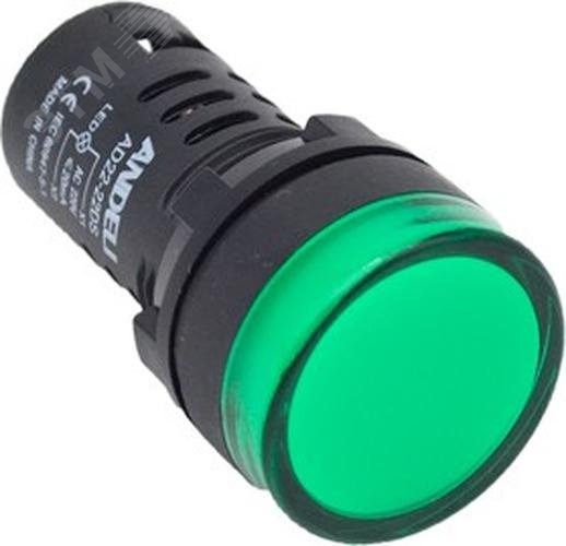 Изображение товара LED лампа индикатор зеленый 22мм ANDELI AD16-22DS 220В