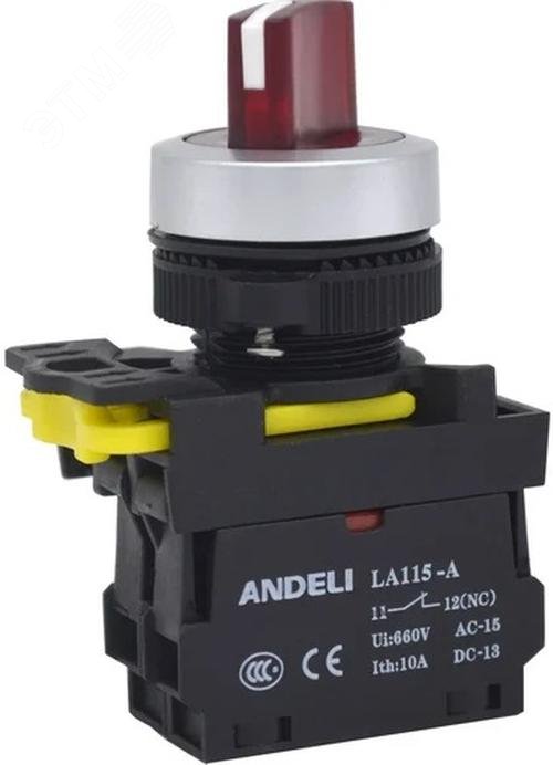 Изображение товара кнопка плоская с подсветкой LA115-A5-10D красный 220В (шт)