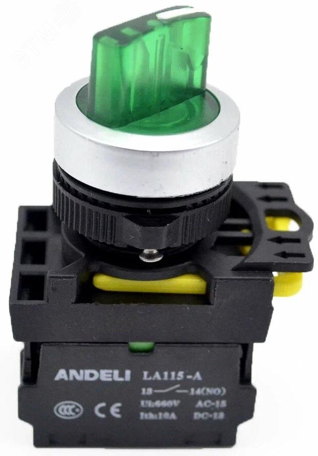 Изображение товара Плоская кнопка с подсветкой LA115-A5-10D IP65 зеленый 1NO для автоматизации