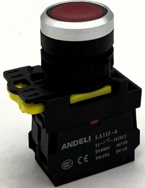 Изображение товара Кнопка LA115-A5-01BND красная IP65 24V для электрических цепей