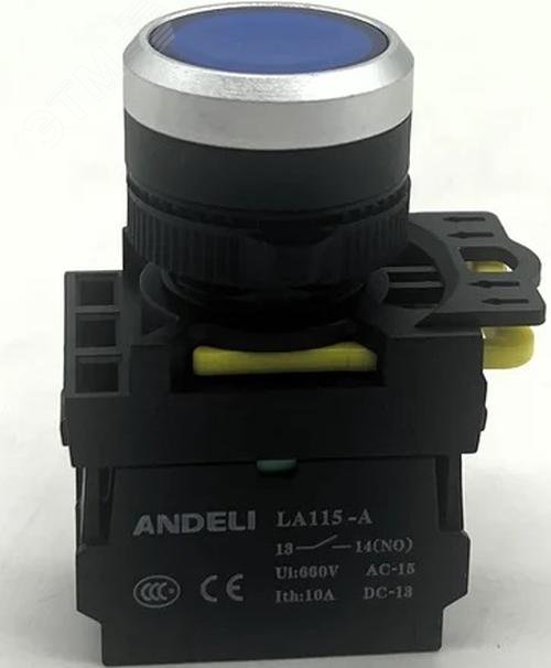Изображение товара Кнопка LA115-A5-10BND/6 синий AC220V IP65 для промышленного оборудования