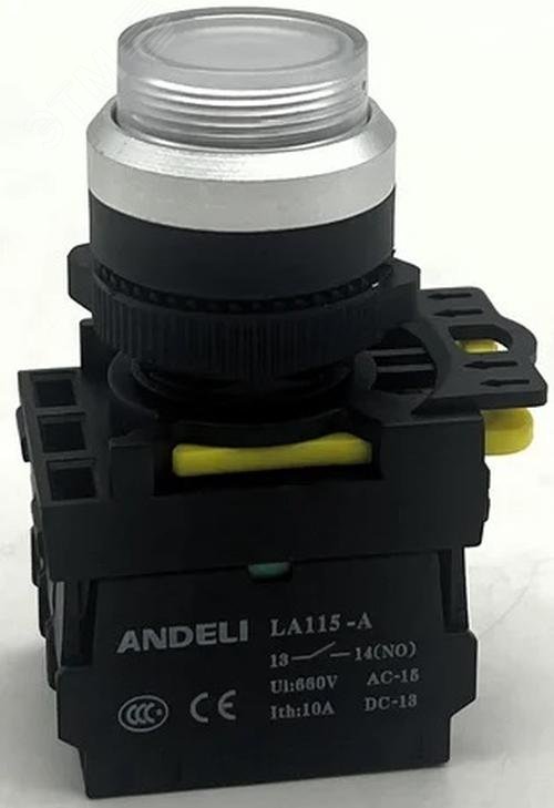 Изображение товара Кнопка LA115-A5-11GND/1 белый для промышленных систем IP65 AC220V