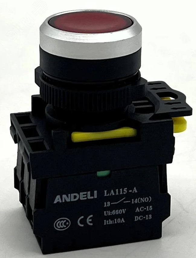Изображение товара Кнопка LA115-A5-10BN/2 черная 1НО возвратная IP65 AC15 4,5А DC13 0,6А Ith 10A (шт)