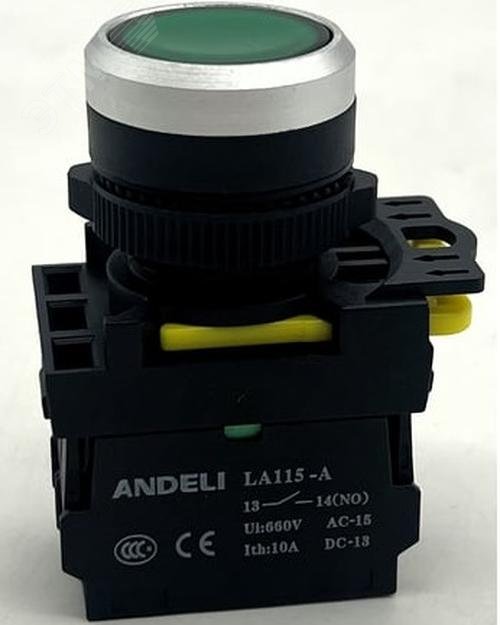 Изображение товара Кнопка LA115-A5-11BN/3 зеленая IP65 для управления электросистемами