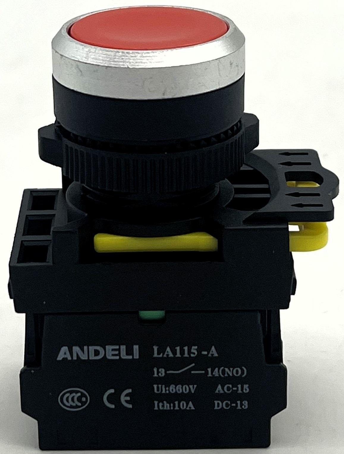 Изображение товара Кнопка LA115-A5-11BN/4 красная 1НО+1НЗ возвратная IP65