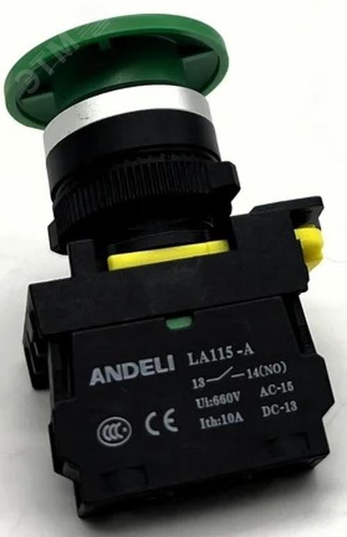 Изображение товара Кнопка LA115-A5-10M/13 Грибок зеленый IP65 для управления оборудованием