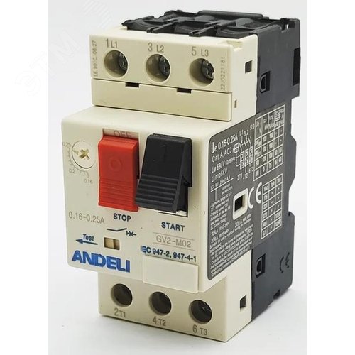 Изображение товара Выключатель автоматический защиты двигателя GV2-M02 0.16А~0.25А кнопочный (шт)