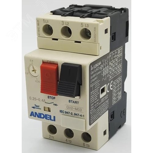 Изображение товара Выключатель автоматический защиты двигателя GV2-M03 0.25А~0.4А кнопочный (шт)
