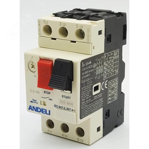 Изображение товара Выключатель автоматический защиты двигателя GV2-M08 2.5А~4А кнопочный (шт)