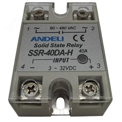 Изображение товара реле твердотельное SSR-40DA-H 40A Управляющее напряжение 3-32V DC 90-480V AC (шт)