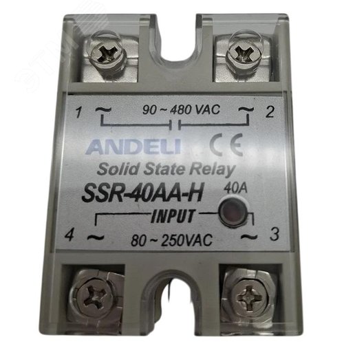 Изображение товара реле твердотельное SSR-40AA-H 40A Управляющее напряжение 80-250V AC 90-480V AC (шт)