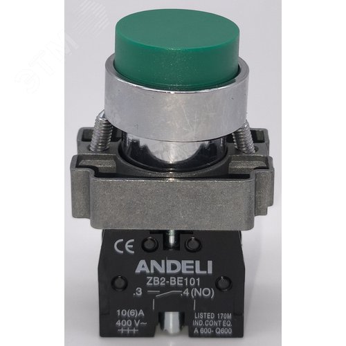 Изображение товара Кнопка XB2-BL41 без подсветки зеленый 1НО IP40 (шт)