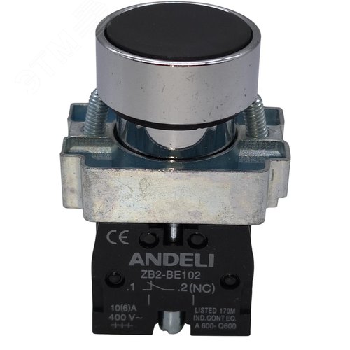 Изображение товара Выключатель кнопочный черный XB2-BА25 без подсветки без фиксации 1з+1р (шт)