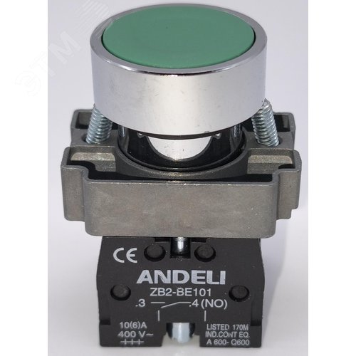 Изображение товара Кнопка XB2-BА35 зеленый без подсветки без фиксации 1NO+1NC IP40 (шт)