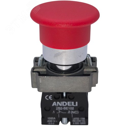 Изображение товара Кнопка xb2-bс42 грибок без подсветки красный 1нз (шт)