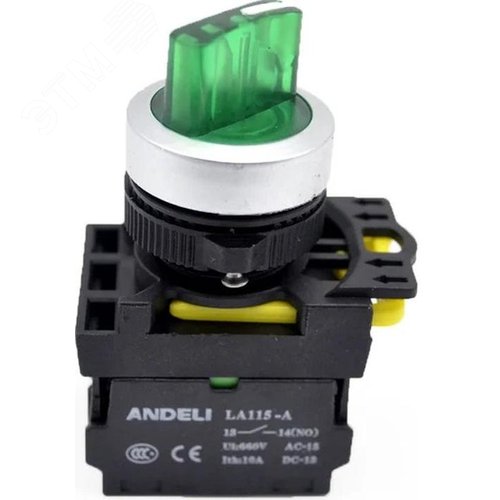 Изображение товара Переключатель с подсветкой с фиксацией la115-a5-11xd/g зеленый led 220в (шт)