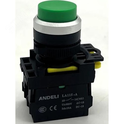 Изображение товара Кнопка LA115-A5-11GN/3 зеленый 1НО+1НЗ IP65 (шт)