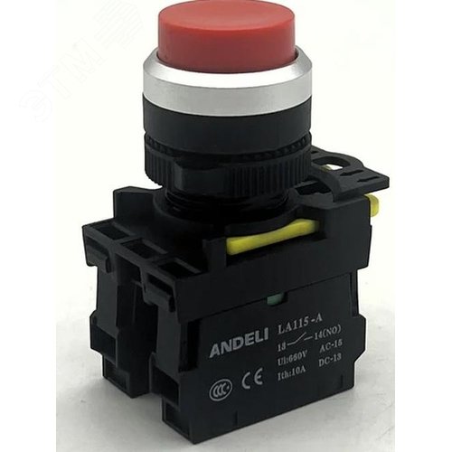 Изображение товара Кнопка LA115-A5-11GN/4 красный 1НО+1НЗ IP65 (шт)