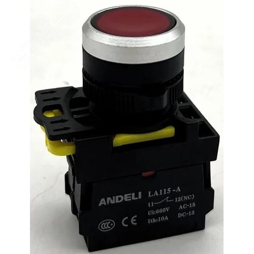 Изображение товара Кнопка LA115-A5-01BND/4 1НЗ красная AC220V LED IP65 (шт)