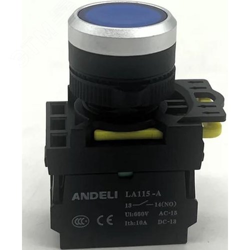 Изображение товара Кнопка LA115-A5-10BND/6 1НО синий AC220V LED IP65 (шт)