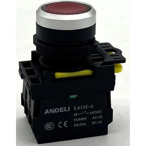 Изображение товара Кнопка LA115-A5-11BND/4 красный 1НО+1НЗ AC220V LED IP65 (шт)
