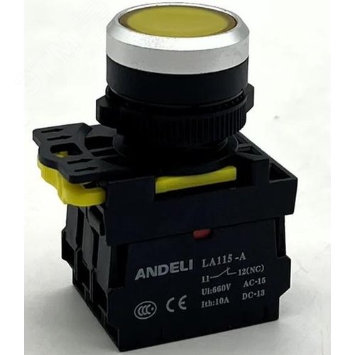 Изображение товара Кнопка LA115-A5-11BND/5 желтый 1НО+1НЗ AC220V LED IP65 (шт)