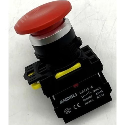 Изображение товара Кнопка LA115-A5-01M/1 Грибок красный 1НЗ AC220V IP65 (шт)