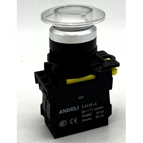 Изображение товара Кнопка LA115-A5-10MD/11 белый 1НО AC220V LED IP65 (шт)
