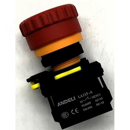 Изображение товара Кнопка LA115-A5-01ZF/14 Грибок красная 1НЗ без фикс. AC220V IP65 (шт)