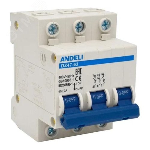 Изображение товара Выключатель автоматический 3P 3P 16A тип C DZ47-63 (шт)