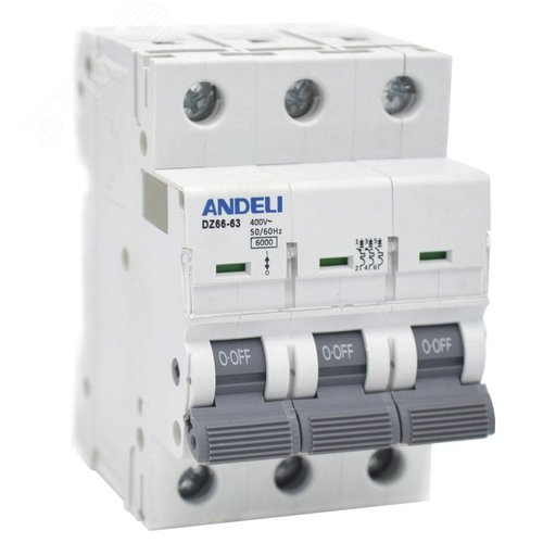 Изображение товара Выключатель автоматический 3P 25A 6кА тип D DZ66-63 (шт)