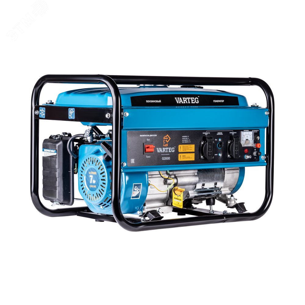 Изображение товара Бензиновый генератор Varteg G3500 3,5 кВт для дома и дачи, ручной запуск