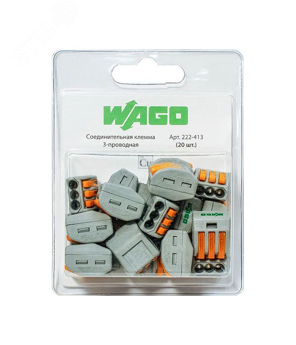 Клемма WAGO 3x0.08-2.5(4)мм (20шт) (222-413-20) (222-413-20) WAGO ...