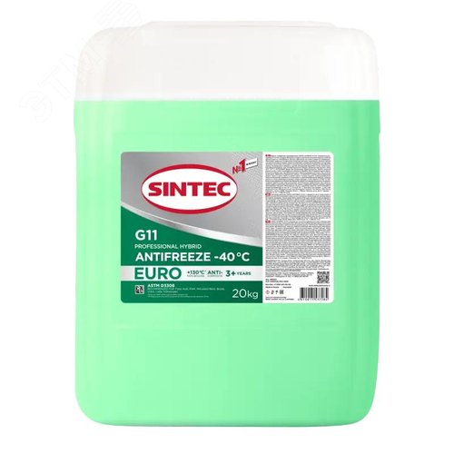 Изображение товара Антифриз Sintec Antifreeze Euro G11 green -40 (зеленый) канистра 20кг. (шт)