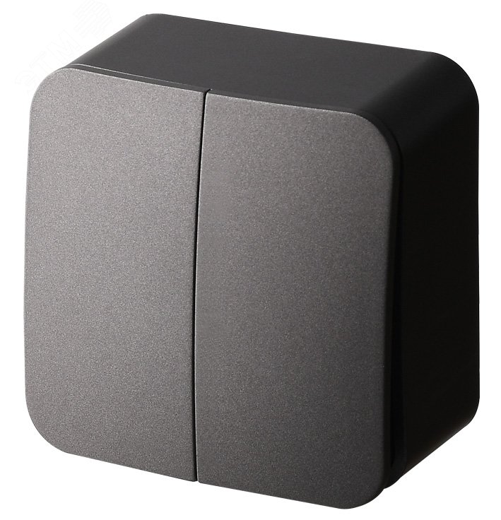 Изображение товара Выключатель двухклавишный проходной накладного монтажа антрацит 10AX 220V