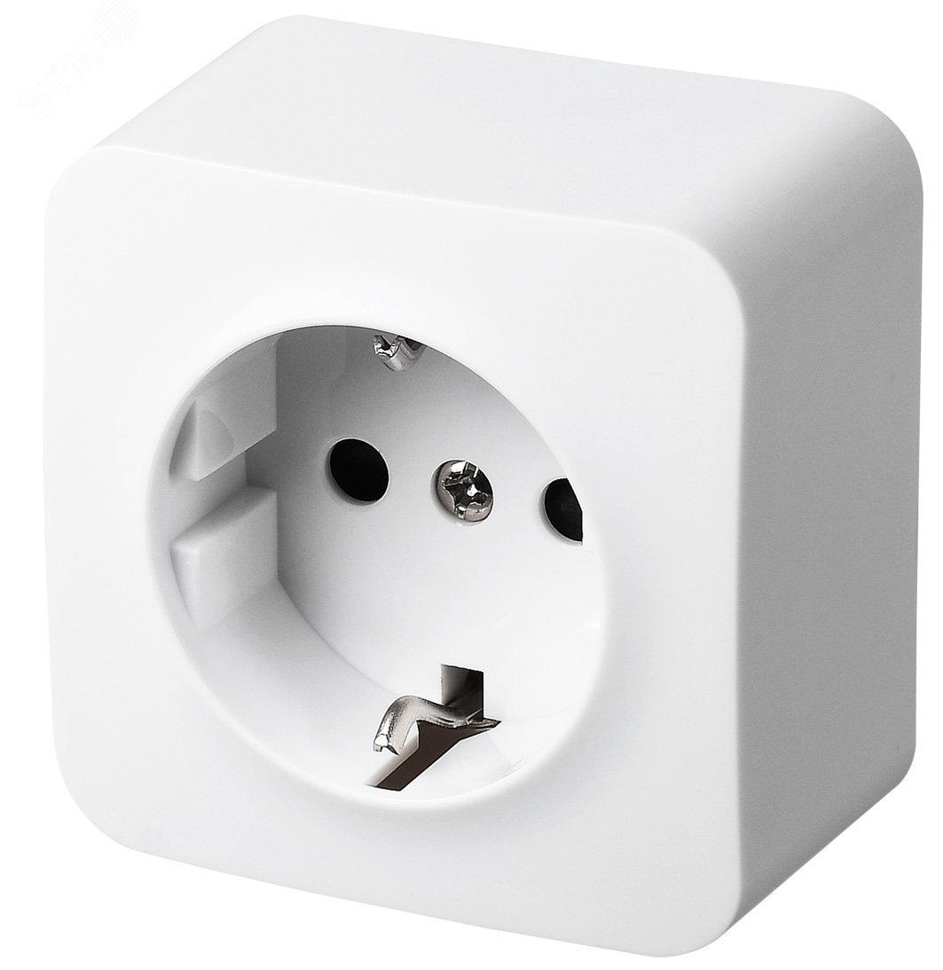 Изображение товара Розетка одноместная Schuko с шторками накладная белая 16A 250V Jasmart FS5501W
