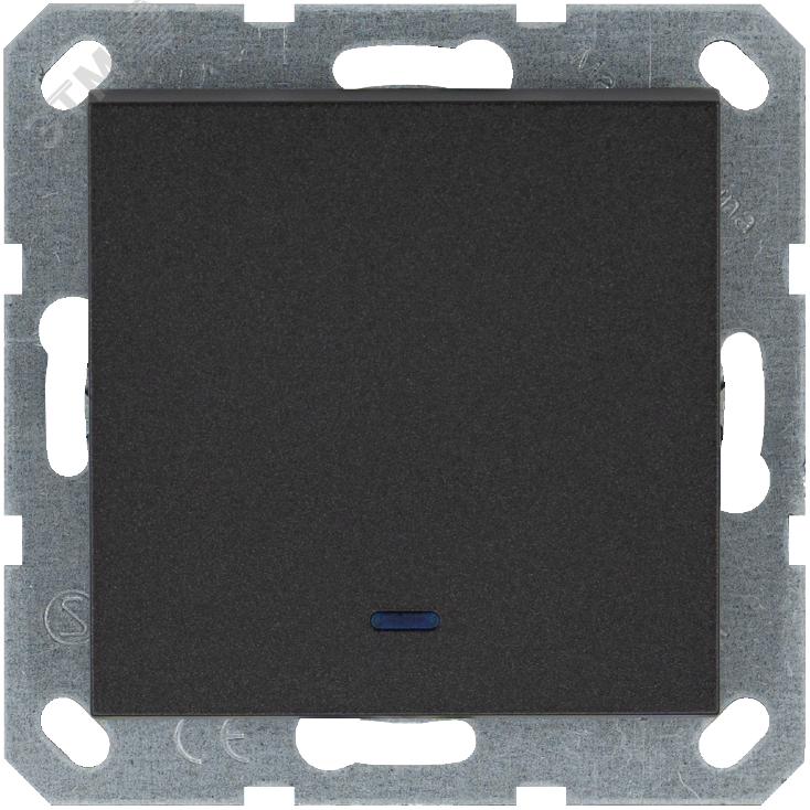 Изображение товара Выключатель одноклавишный со светодиодом 10A 250V~ с накладкой, цвет Антрацит (шт)