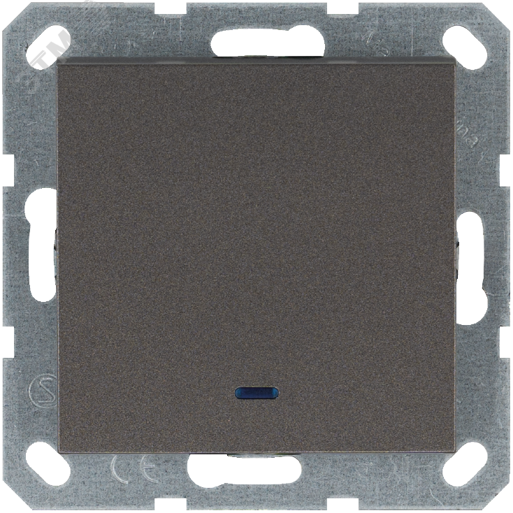 Изображение товара Выключатель одноклавишный со светодиодом 10A 250V~ с накладкой, цвет Мокко (шт)