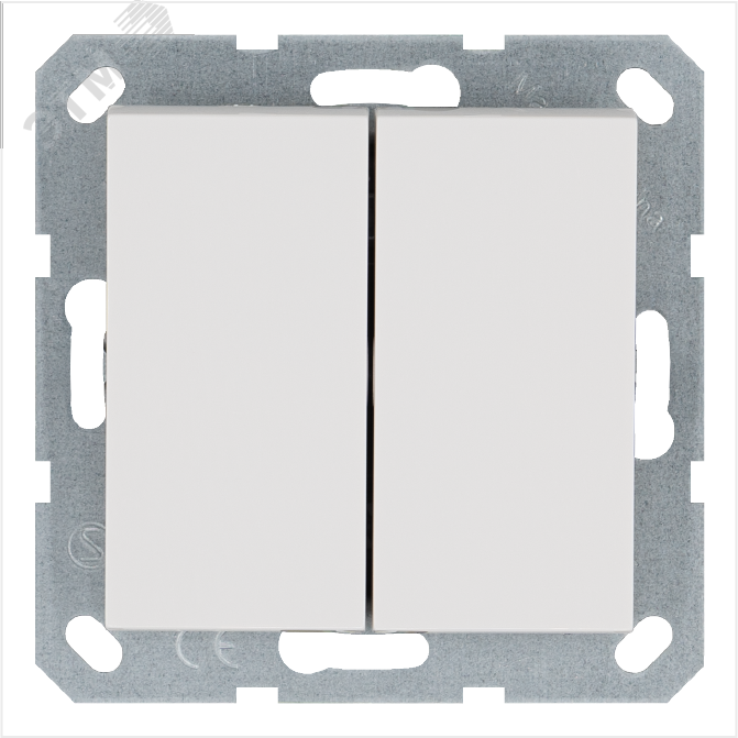 Изображение товара Переключатель 2-клавишный перекрестный 10А. 250В. цвет белый глянцевый (шт)