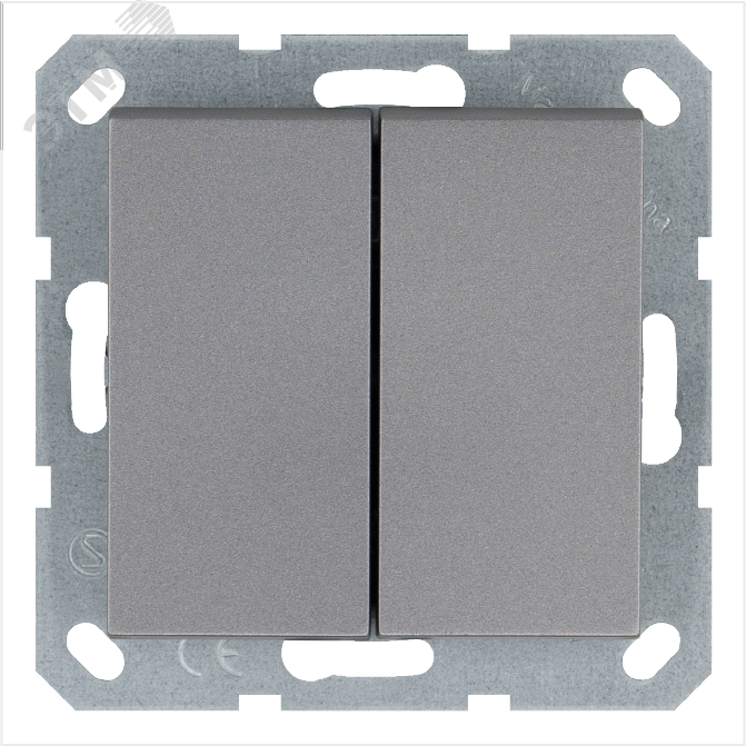 Изображение товара Выключатель кнопочный 2х клавишный с переключающим контактом 10А 220В алюминиевый