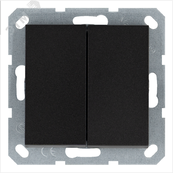 Изображение товара Выключатель кнопочный 2х клавишный с переключающим контактом 10А 250В антрацит