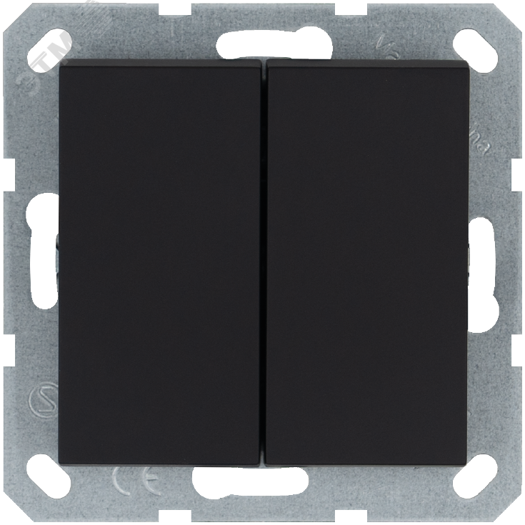 Изображение товара Двухклавишный проходной выключатель 250V 10A черный матовый Jasmart G3022PB